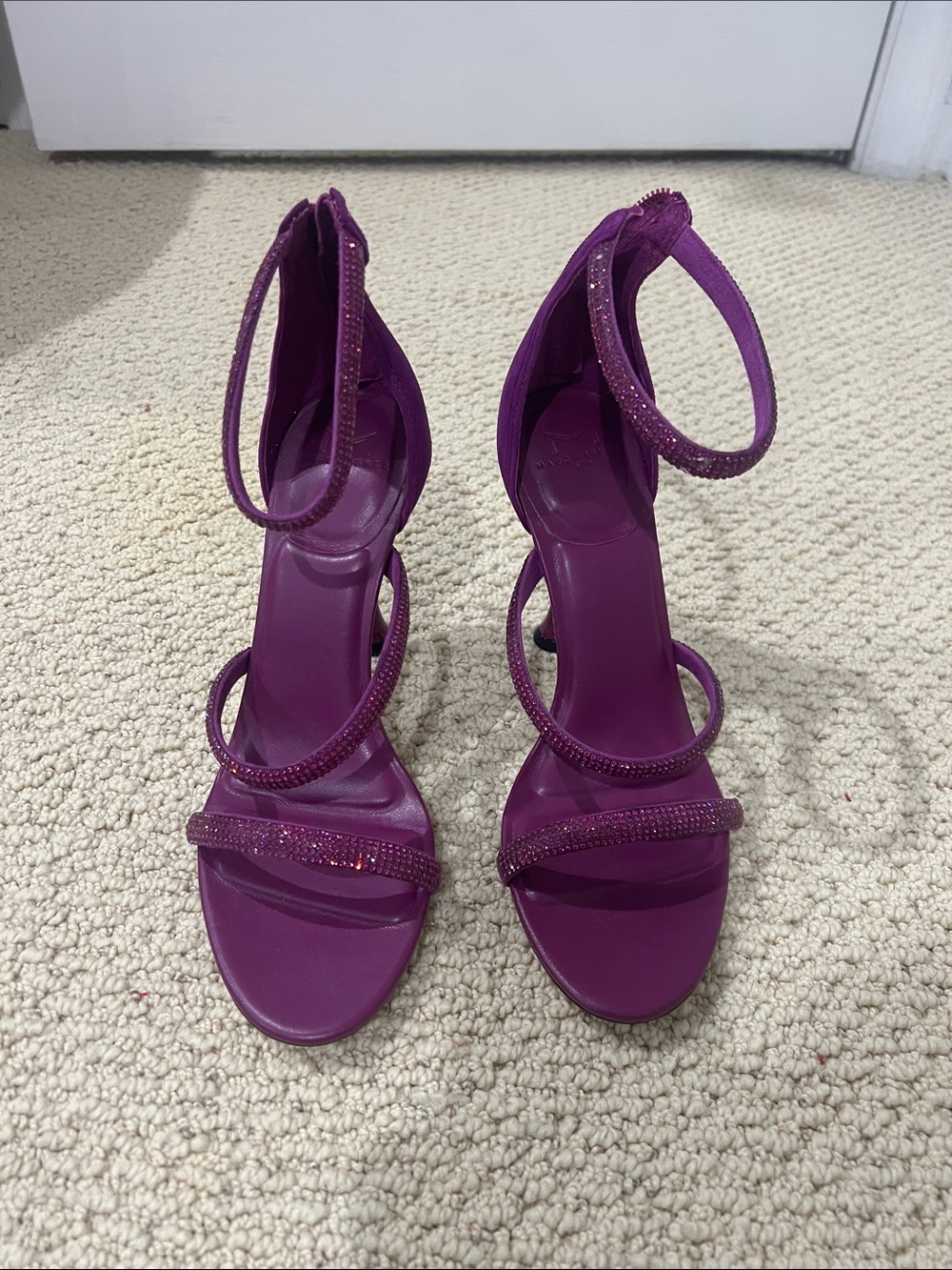 Marc Fisher Fuchsia Crystal-Strap Ankle-Heels